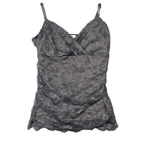 White House Black Market Y2k Fairy Grunge Gray Sequin Babydoll Top Sz M Sparkly